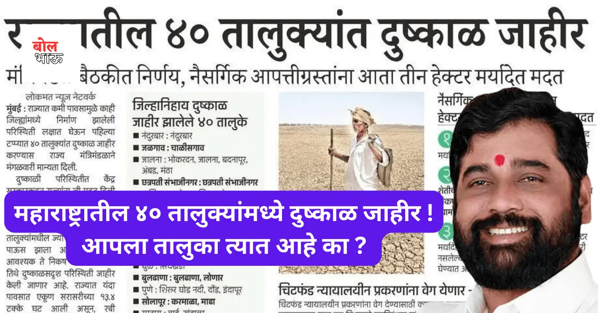 Drought Declared in Maharashtra 2023