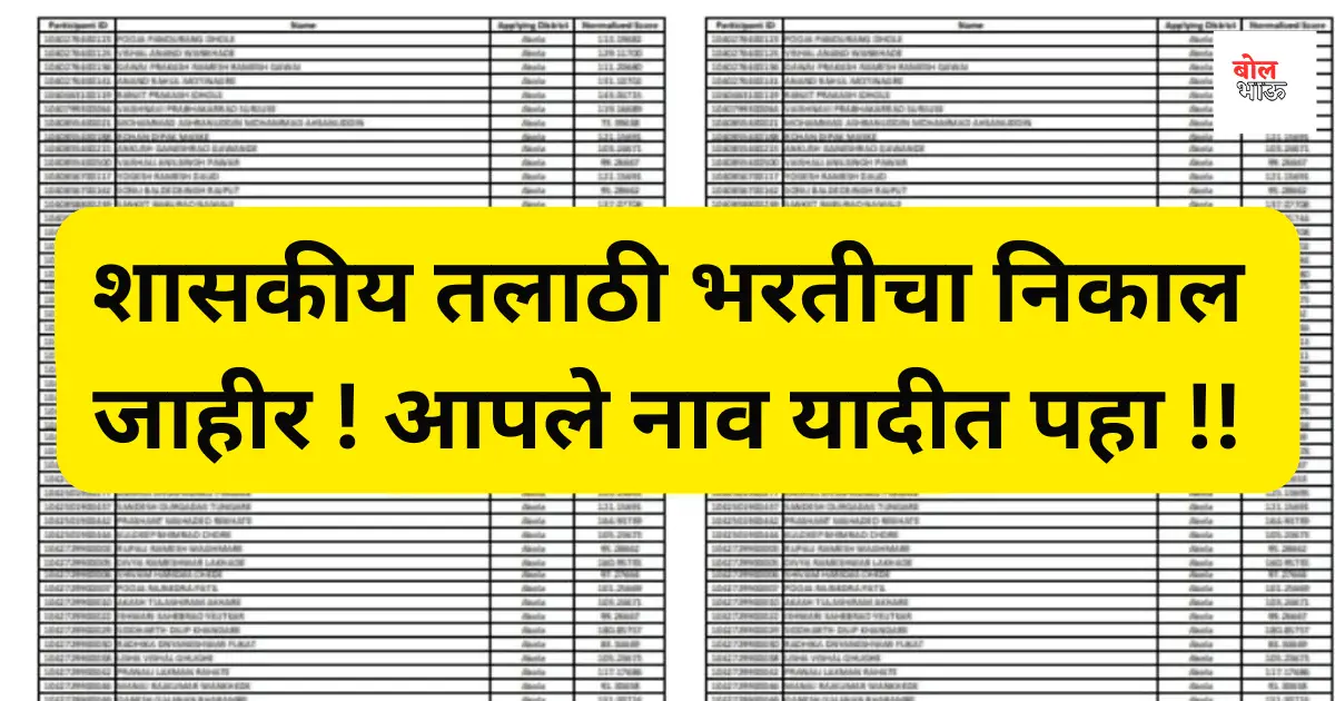 Talathi Bharti Result 2024